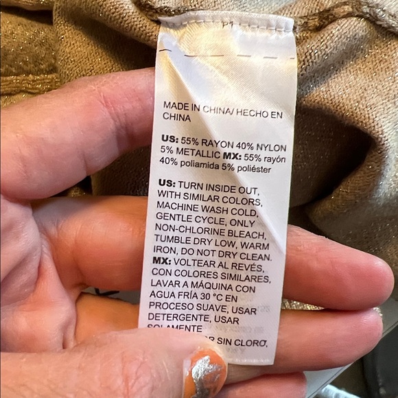 NWT. Chico's, size Small, Foil Print Cardigan Textured Brown Lightweight Sweater - Picture 7 of 7